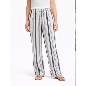 ROXY Oceanside Pant YD Women's Striped Pull-On Pants – Size M – White/Dark Blue
